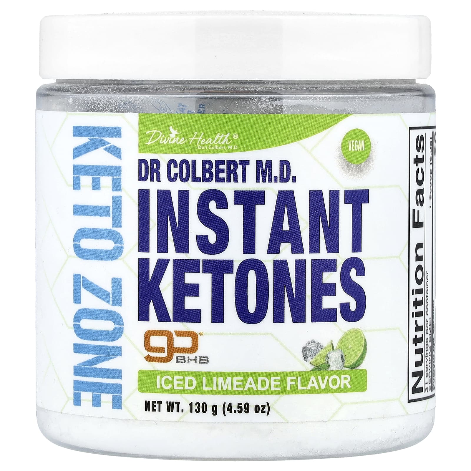 

Divine Health, Doctor Colbert, Ketozone, Instant Ketones, Iced Limeade, 4.59 oz (130 g)