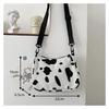 Ins Japanese-style Cute Harajuku-style Cow Shoulder Bag with A Korean-style Touch, Soft Girlish Teenage Cross-body Canvas Bag