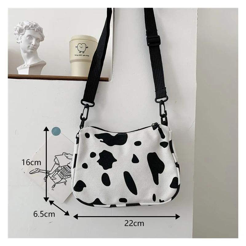 Ins Japanese-style Cute Harajuku-style Cow Shoulder Bag with A Korean-style Touch, Soft Girlish Teenage Cross-body Canvas Bag