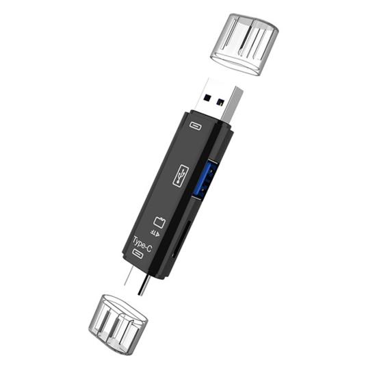 5 In 1 USB 3.0 Type-C Micro OTG TF Micro Security Digital Card Reader Adapter