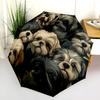 Shih Tzu and Fallen Leaves Pattern, Automatic Folding Umbrella, Portable and Foldable Design, 8 Ribs, a Christmas or Birthday Gift.