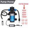 45/60/80/100W Selbstansaugende Druckerhöhungsmembranpumpe mit DC-12V/Netzteil 110-240V für Haus Auto Waschen Garten Bewässerungssystem
