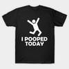 Asian Size Men Black Print T-shirt I Pooped Today Stick Figure No-Cut Print Cotton Tshirt
