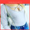 Elegant Womens V Neck Plunge Long Sleeve Plain Stretch Bodysuit Catsuit Leotard Top