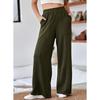 Womens High-Waisted Wide-Leg Casual Trousers Loose Fit Thick Winter Pant With Elastic Waist