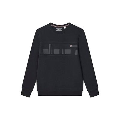 Solid Color Logo Round Neck Knit Pullover Sweatshirt Men Sweatshirt Legendary-Blue F11M241207FNV