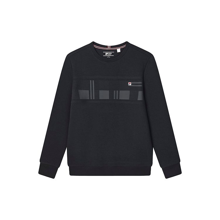 FILA Solid Color Logo Round Neck Knit Pullover Sweatshirt Men sweatshirt Legendary-Blue F11M241207FNV