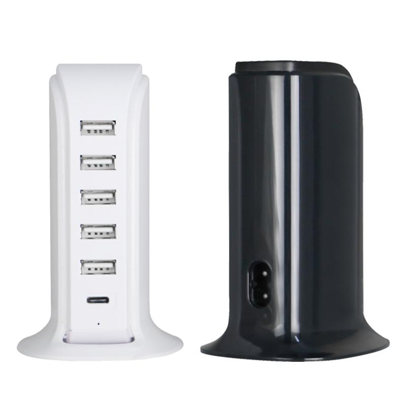 5V4A 20W Smart 6 In 1 USB Multi Port Charger Compatible Different IOS/Android Devices Portable MINI Charger Station