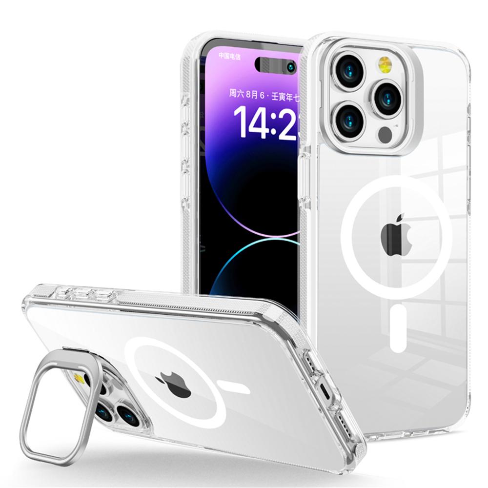 Transparent Bumper Magnetic Case For iPhone 17 17Air 16 15 14 Plus 13 12 Pro Max Magsafe Wireless Charge Metal Lens Holder Cover