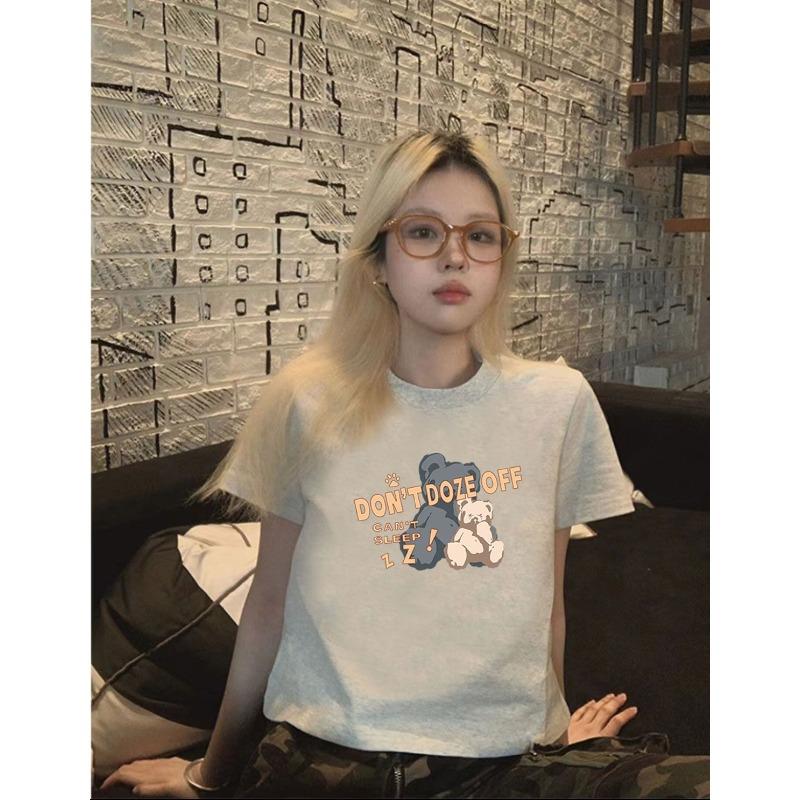 Round Neck Dressing Short T-shirt Shirt for Girls In Summer New Design Pure and Slim Body