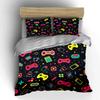 Colorful Gaming Icons Pattern Design Exquisite Three-Piece Bedding Set Gift For Kids And Adults