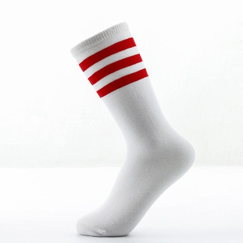 

Женские весенне-осенние повседневные носки для скейтборда без пятки, с тремя полосками, прямые 1 pair белый/красный