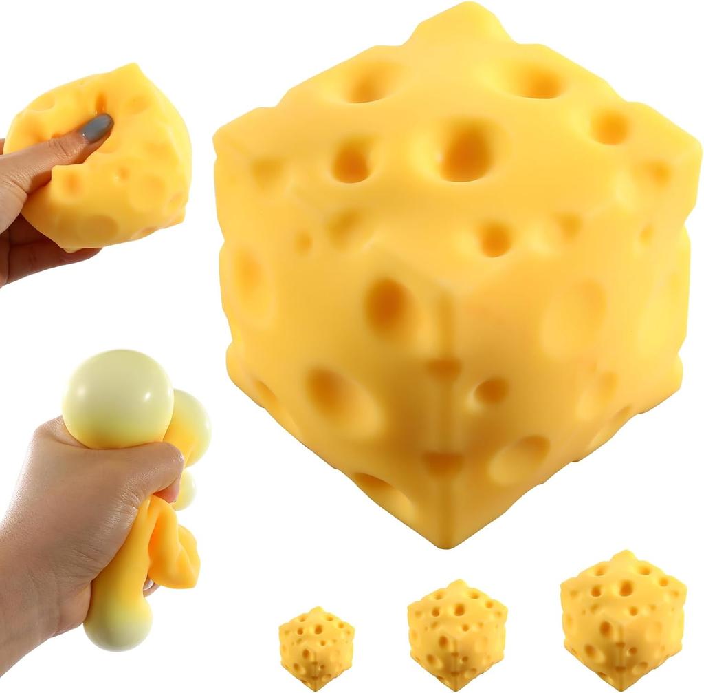 Großer Käse Squishy (10 Cm), Jumbo Squishy Käseblock Stressabbau Fidget Spielzeug, Große Größe Virale Quetschspielzeuge für Feiertags- & Geburtstagsgeschenke (4 Zoll)