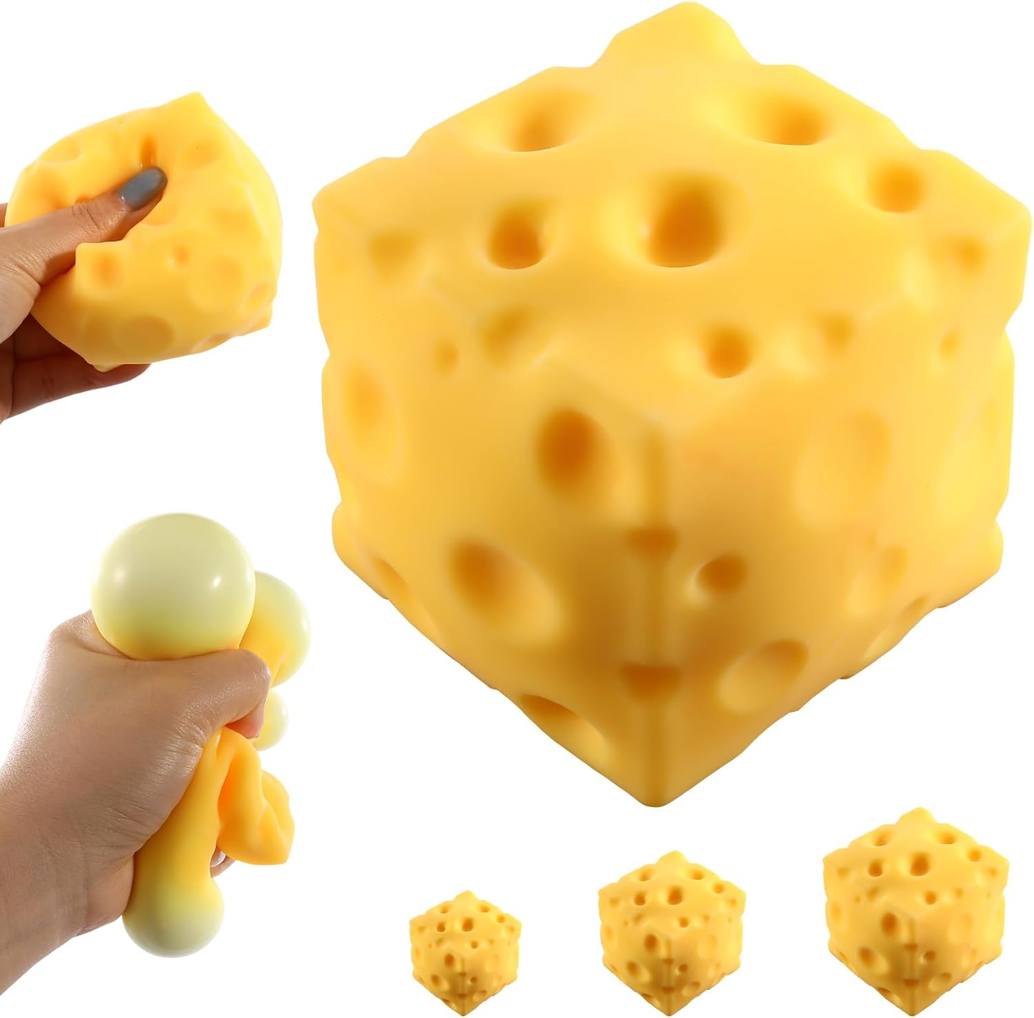Großer Käse Squishy (10 Cm), Jumbo Squishy Käseblock Stressabbau Fidget Spielzeug, Große Größe Virale Quetschspielzeuge für Feiertags- & Geburtstagsgeschenke (4 Zoll)
