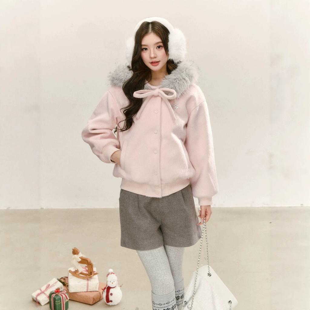 Big fur collar hooded padded jacket women's new winter woolen top small padded warm padded jacket women