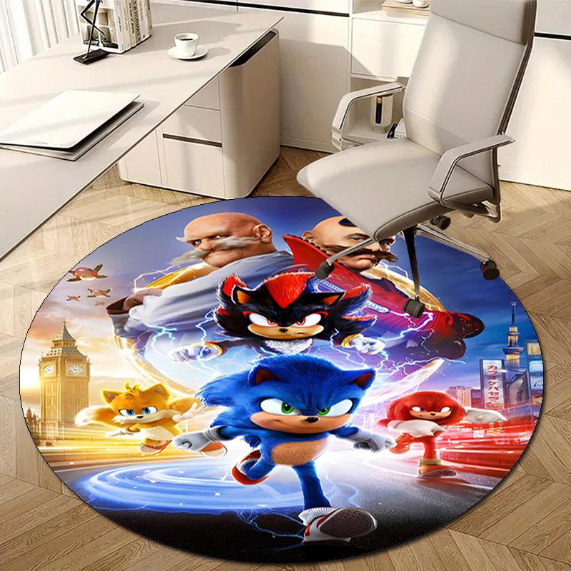 1pc Sonic1 Design Printed Area Round Carpet for Bedroom Living Room Home Decor Rugs Mat Non Slip Mat Rug for Bedside