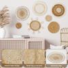7pcs Woven Wall Basket Decor Bohemian Rattan Wicker Wall Decorative Woven Rattan Wall Basket Hanging Handmade Farmhouse Wall Han