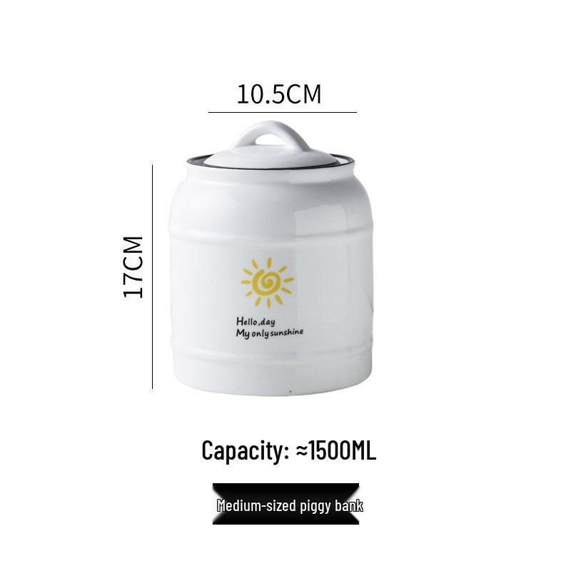 Ceramic White Sugar Jar: Large, Sealed Storage for Milk Powder, Tea, Grains, and Snacks