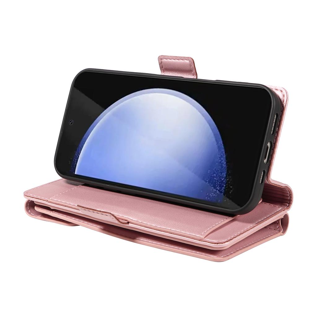 For Samsung Galaxy S24 FE Case with Multi-Card Holder and Strap PU Leather Phone Cover Stand