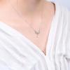 Double Angel Wing Paved Small Stone Dangling Light Blue Teardrop Stone Pendant Women Clavicle Necklace