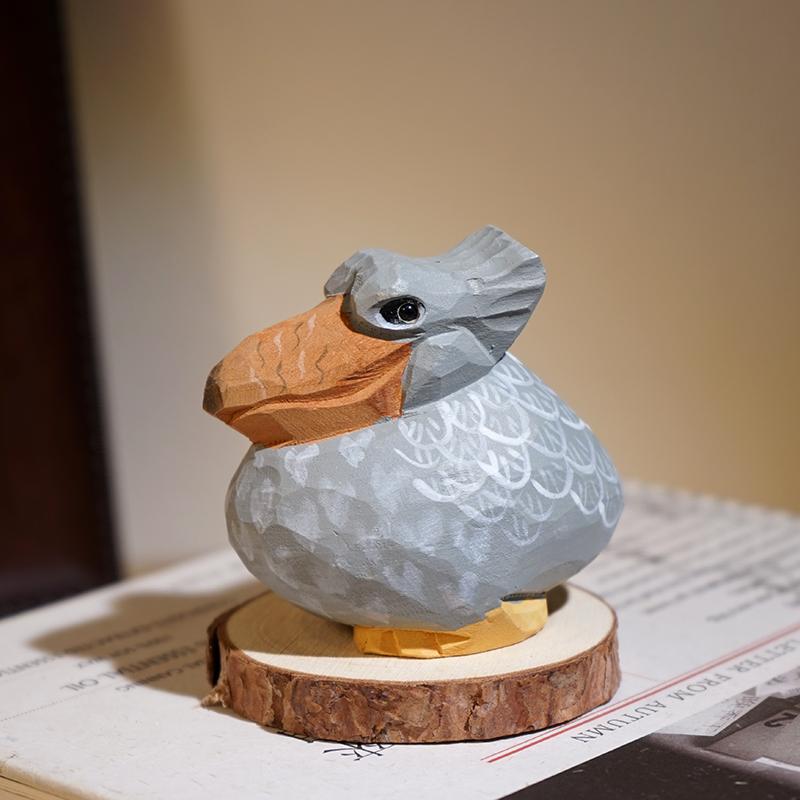 Hand Carved Wooden Bird Cute Sparrow Parrot Chickadee Animal Desktop Decor Original Wood Style