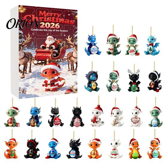 Christmas Tree Hanging Ornaments 2026 Dragon Advent Calendar, 24 Days Funny Baby Figures Countdown Acrylic Decorations 2D Cartoon for Xmas Tree, Home