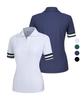 2ELA Ribline Women'S Polo Half-Zip Short Sleeve T-Shirt 4 Colors
