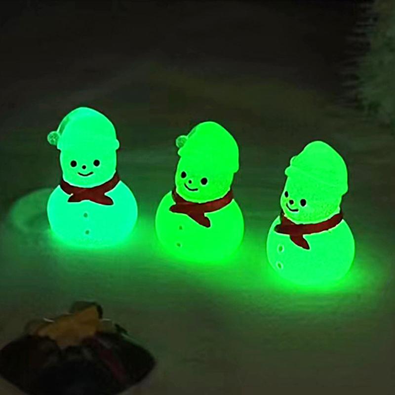 

6 шт. Рождественский новый милый светящийся в темноте снеговик микропейзаж снежная сцена маленькие украшения светящийся снеговик настольные декоративные аксессуары