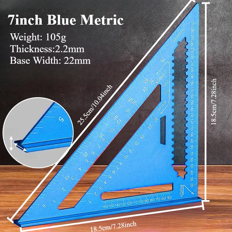 7  /12   Metric High-Precision Aluminum Alloy Woodworking Triangle Ruler with Right Angle Protractor & Portable Marking Gauge