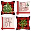 New Christmas Throw Pillow Cushion Home Decoration Short Plush Linen Printed Throw Pillow Cover