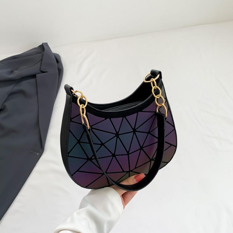 Chic Black White And Colorful Crescent Handbag For Fashionable Women In Autumn Style Colorful