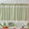 Pastoral Kitchen Curtain Plaid Short Curtain, Rod Through Top Design, Blocks Oil Smoke And Dust Simple Color Rustic for Half Windows Cabinet