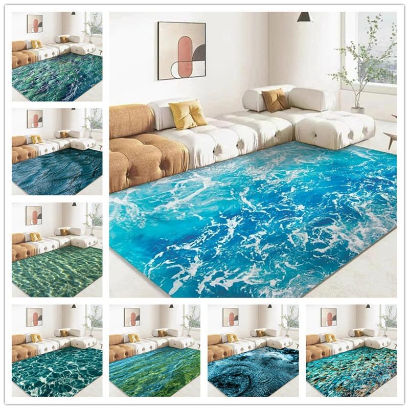 3D Ocean Sea Water Large Carpet Rug for Home Living Room Bedroom Sofa Doormat Decor Kids Play Area Rug Carpet Non-slip Floor Mat