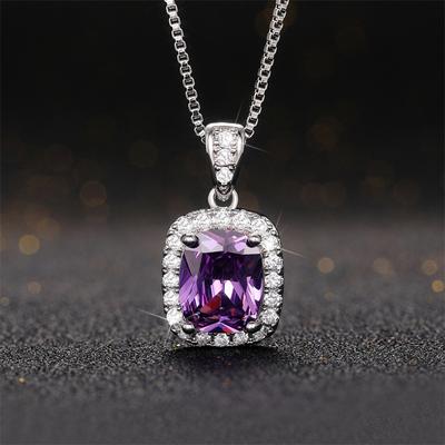 Imitation Colored Treasure Zircon Pendant Necklace