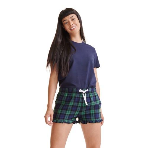 SF Womens/Ladies Tartan Frill Lounge Shorts