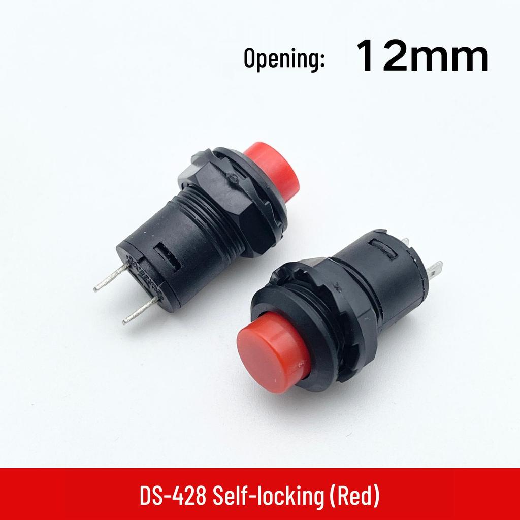 DS-428/427 12mm Round Button Switch: Self-locking, Non-locking, Self-resetting Momentary Power Switch