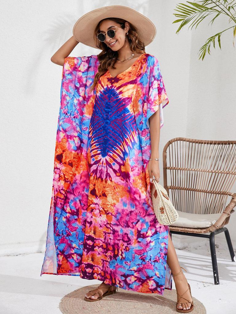 44-Farben Europäischer & Amerikanischer Druck Strandüberwurfkleid - Urlaubs-Bikini Sonnenschutz Oberbekleidung