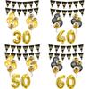 30th 40th 50th 60th Birthday Decorations Number Balloons Birthday Hanging Banner Flags for Adult 30th Anniversary Supplies