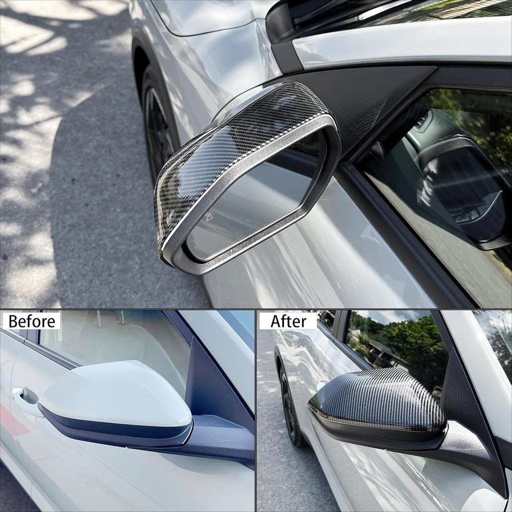 ABS Car Exterior Mirror Cover Side Rear View Mirror Covers Caps Compatible with Kia K4 2025-2026 Accessories (Carbon Fiber Style)