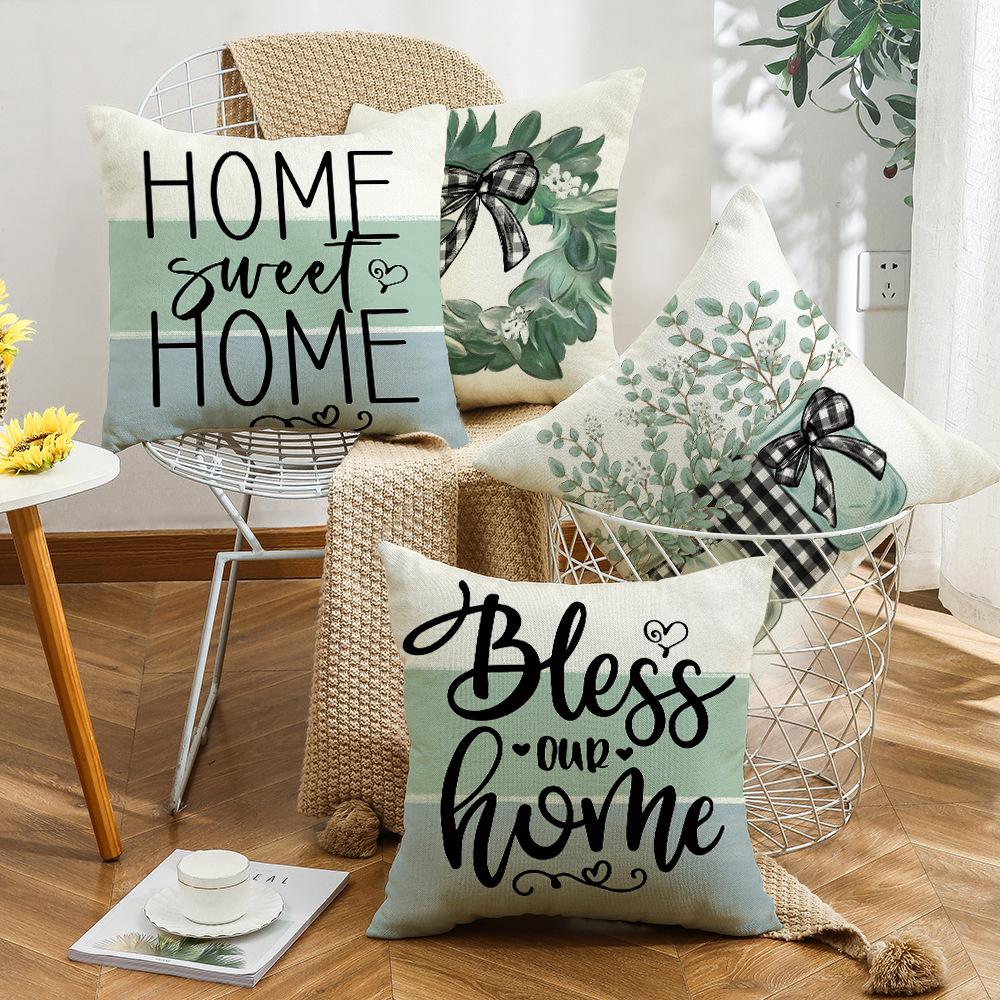 New Spring Pillow Series, Plant-based Letter Digital Printing Pillow Cover, Home Atmosphere, Ins Style