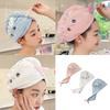 Cartoon Rabbit Hair Towel Wrap Hair Dry Hat Absorbent Hair Drying Towel Hair Towel with Button for Bathroom