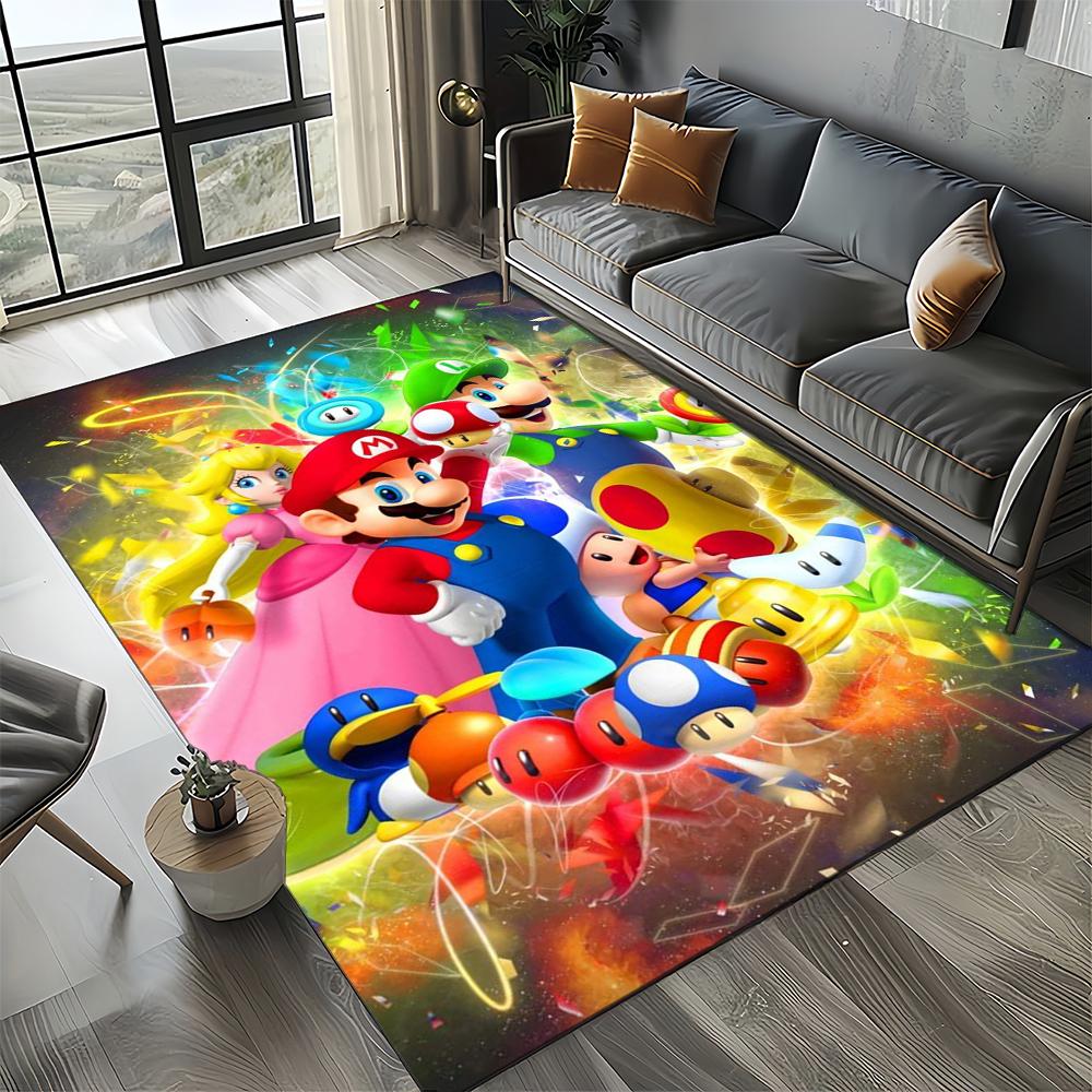 Retro Mario Cartoon Area Rug,Carpet Rug for Home Living Room Bedroom Sofa Doormat Decor,Kids Play Floor Mat
