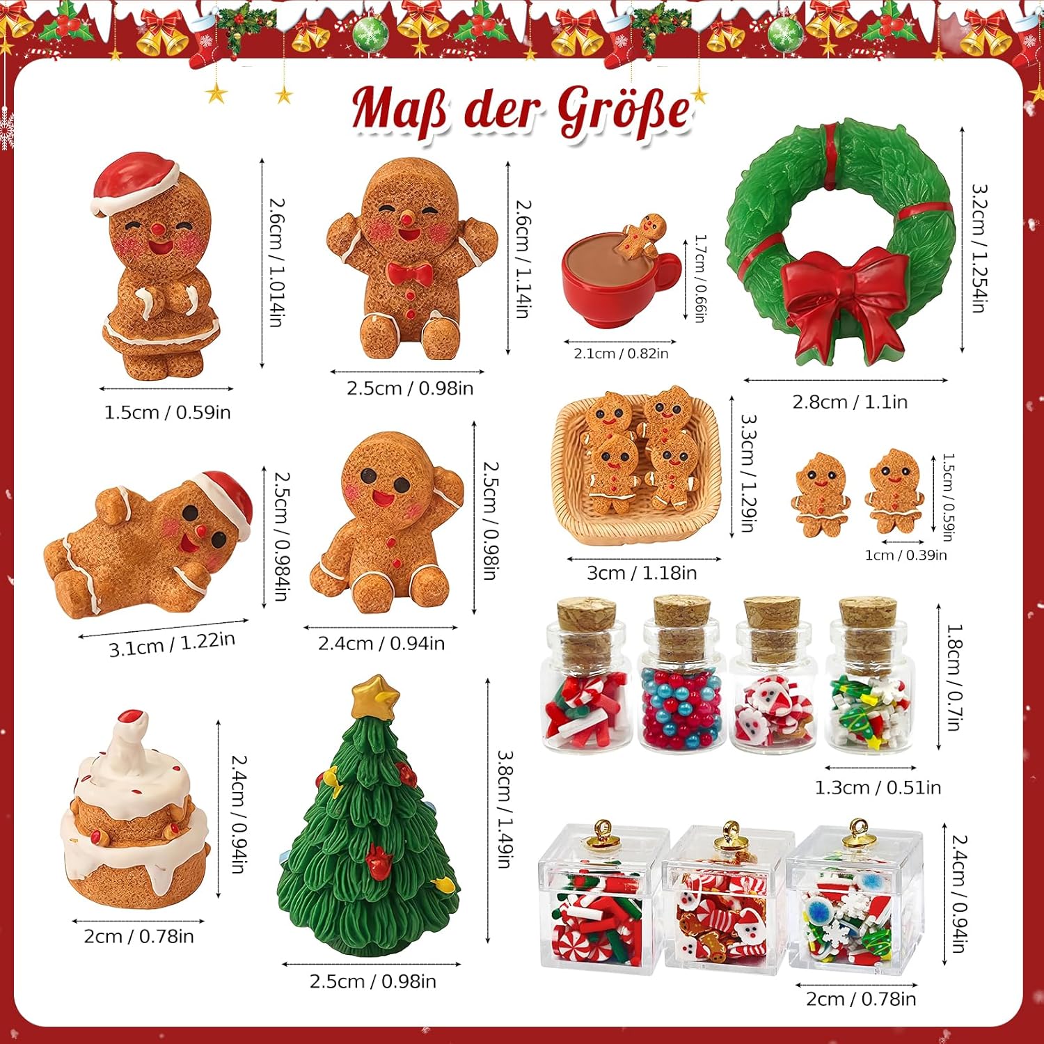

Набор фигурок пряничного человечка Рождественская кукла Кукольный домик Домашние украшения Миниатюрная рождественская елка Венок Печенье Украшение для сказочного сада