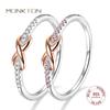 Monkton Real 925 Silver Infinity Knot Rings for Women Shiny White/Pink Zircon Eternity Promise Ring Wedding Jewelry