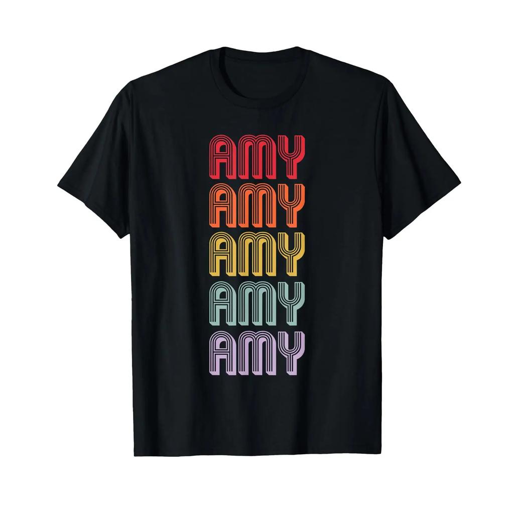 Amy T Shirt Vintage Streetwear Versatile Stretched Top For Everyday Wear Unisex Soft Homme Breathable Graphic Slightly