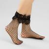 Hollow Out Black Mesh Socks with Bow Pearl Lace Mid Tube Socks Women's Short Stockings