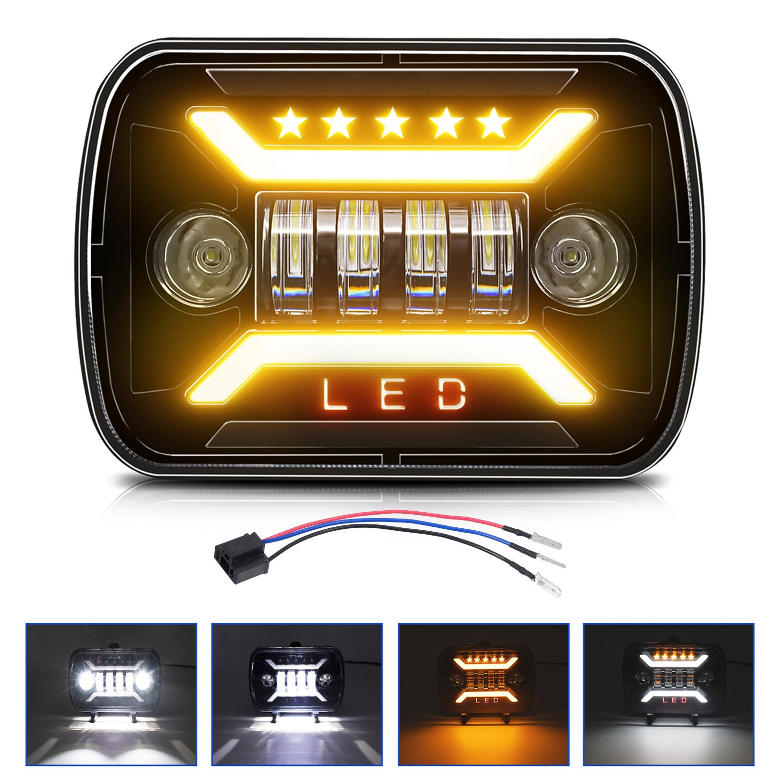 

1 шт. 5x7 7x6 светодиодная фара, прямоугольный свет H6054 с дальним ближним светом DRL поворотник