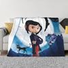 Coraline Doll Movie Blanket 3D Print Soft Flannel Fleece Warm Throw Blankets for Office Bed Couch Bedspreads Chibi Horror