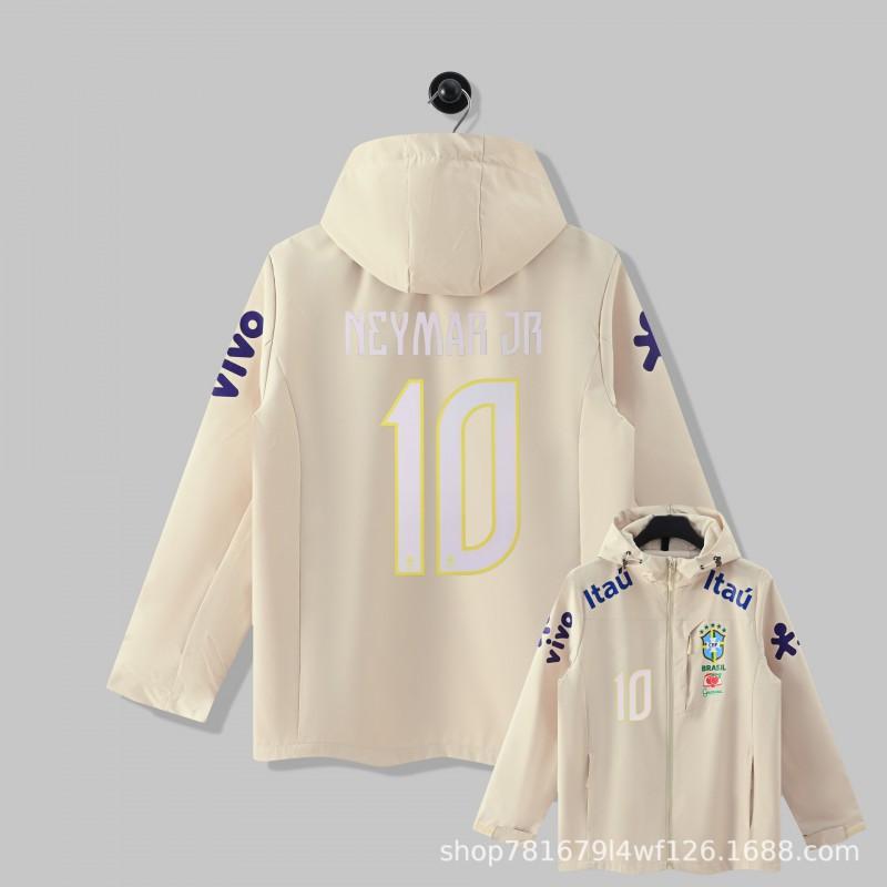 Brazil National Team Football Jacket Men Women Thin Windproof Waterproof Training Top