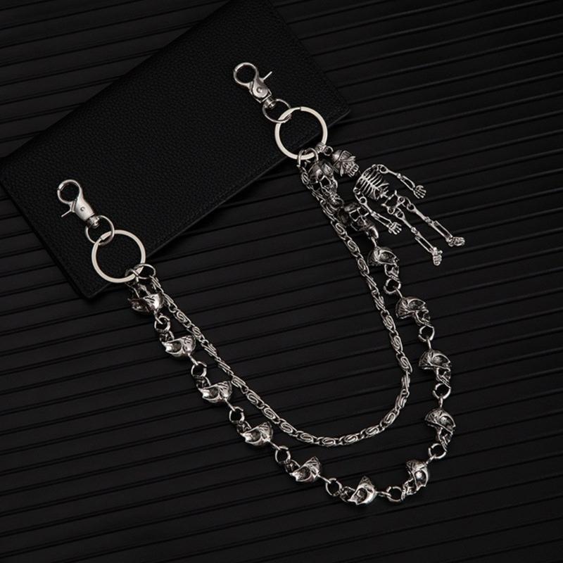 Gothic Punk Style Metal Skull Head Jeans Chain Trendy and Cool Waist Chain For Men And Women Fashion Accessory